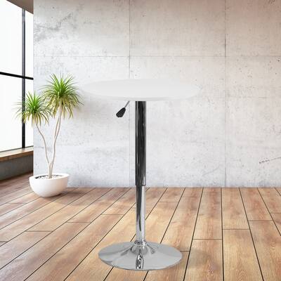 23.75" Round Adjustable White Wood Table (Adjustable Range 26.25" - 35.75")