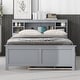 preview thumbnail 5 of 14, Full Captain Bed Space-Saving Platform Bed Frame with Storage Headboard and USB Port, Twin Size Trundle and 3 Drawers, Grey