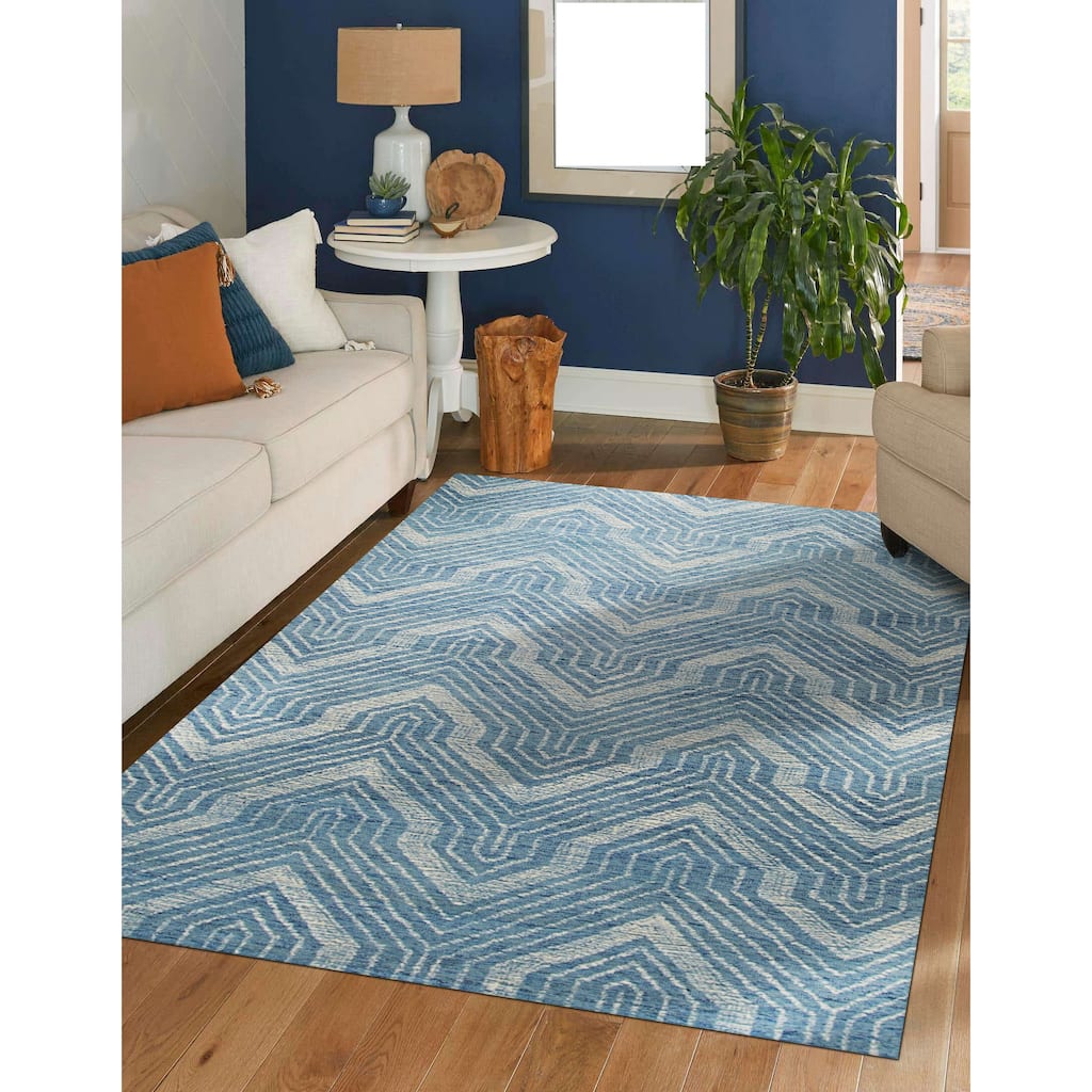 Home Decor EORC Hand-Tufted Wool Rug, Blue Stylish & Durable Area Rug for Adding Contemporary Elegance to Your Living Room, Bed