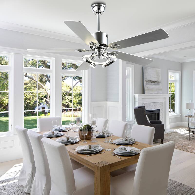 Bella Depot 52" Modern Ceiling Fan with Dimmable Light and Remote 6-Speed Reversible Motor