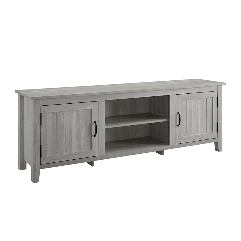 70" Modern Farmhouse TV Stand with 2 Doors and Adjustable Shelves for 85" TVs - Grey