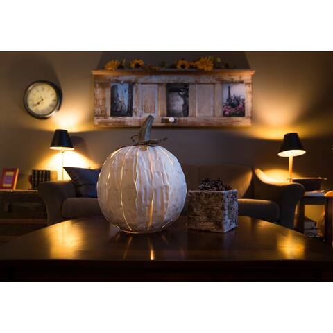 Desert Steel White Squatty Pumpkin Luminary