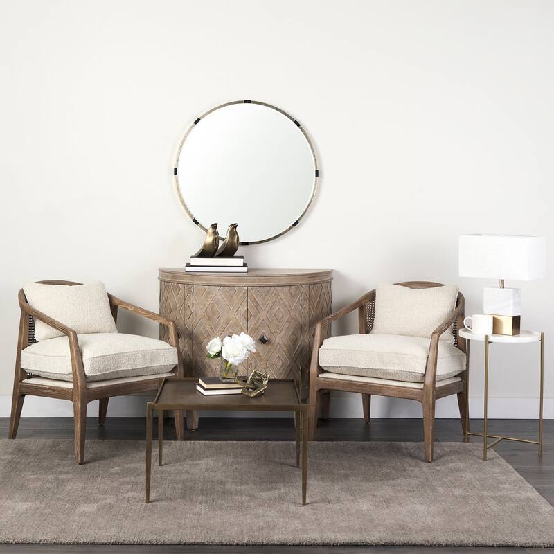 Stella Gray Marble Top w/ Black Iron Base Round Accent Table