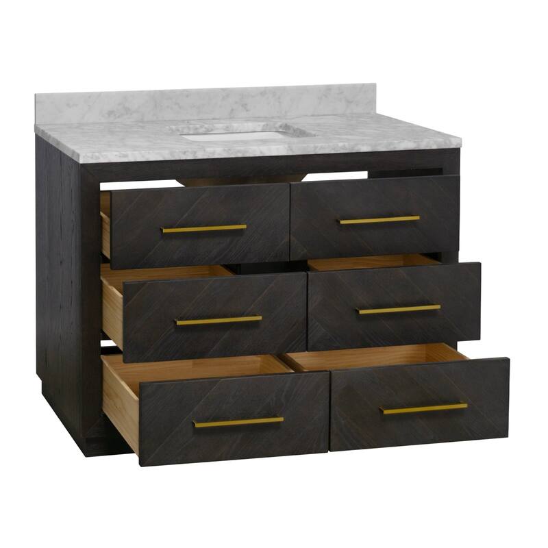 KitchenBathCollection Avery 48" Bathroom Vanity with Carrara Marble Top