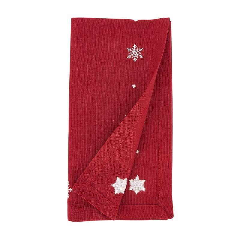 Festive Snowflake Embroidered Napkin (Set of 4)