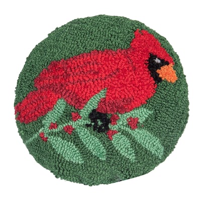 Mini Round Cardinal Hooked Pillow