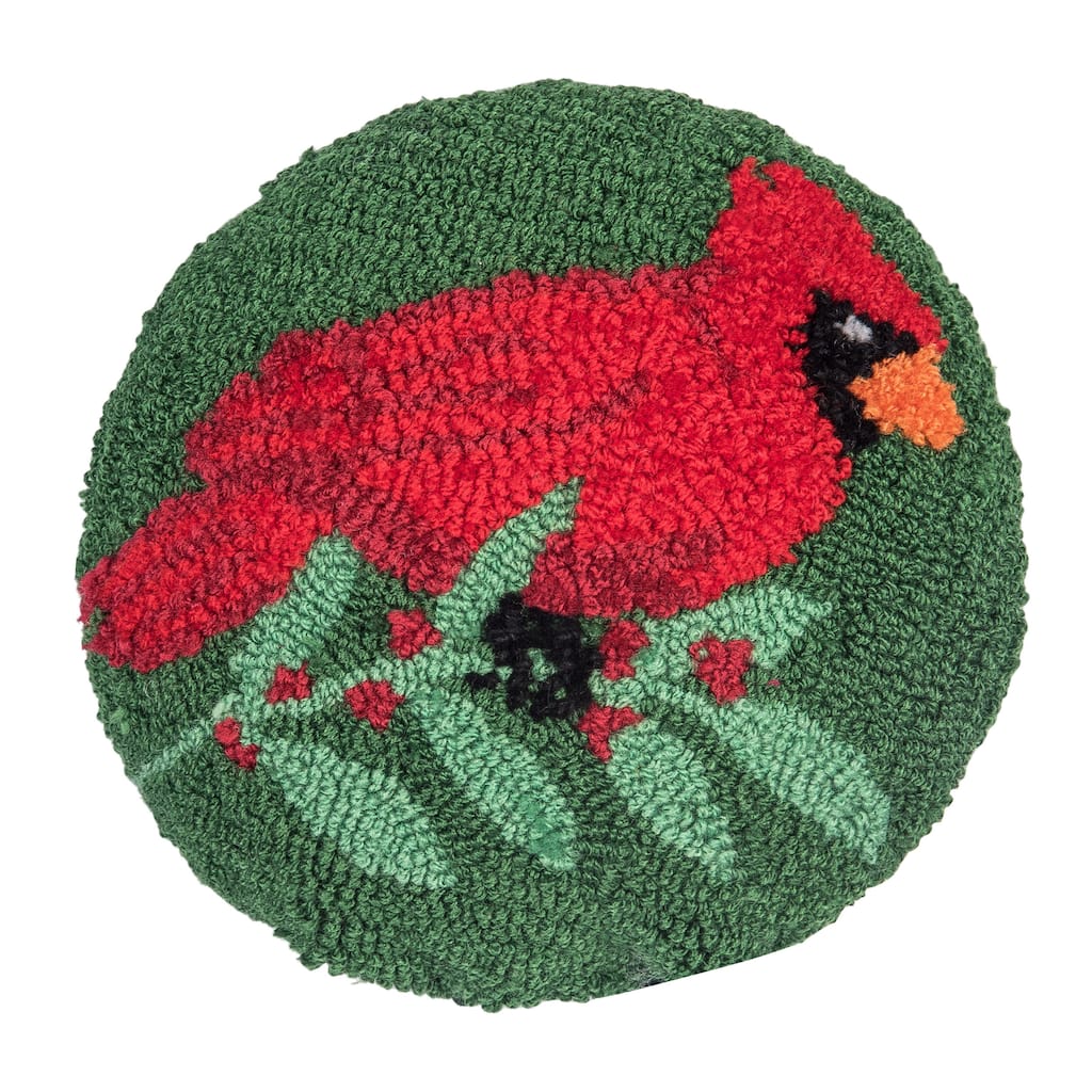 Mini Round Cardinal Hooked Pillow