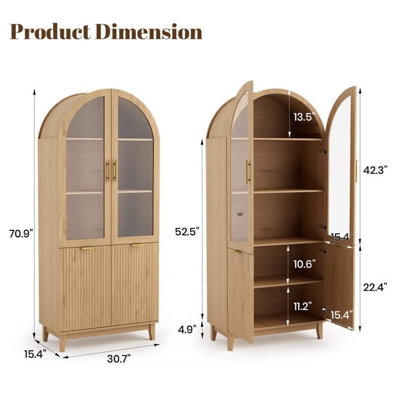 71''Tall Arched Storage Bookcase