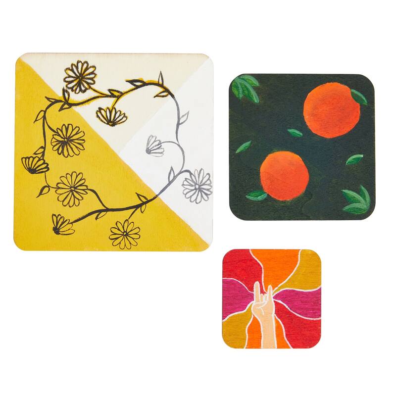Bright Creations 70x Unfinished Wooden Squares Cutout for DIY Craft Wood Burning Engraving 3 Size