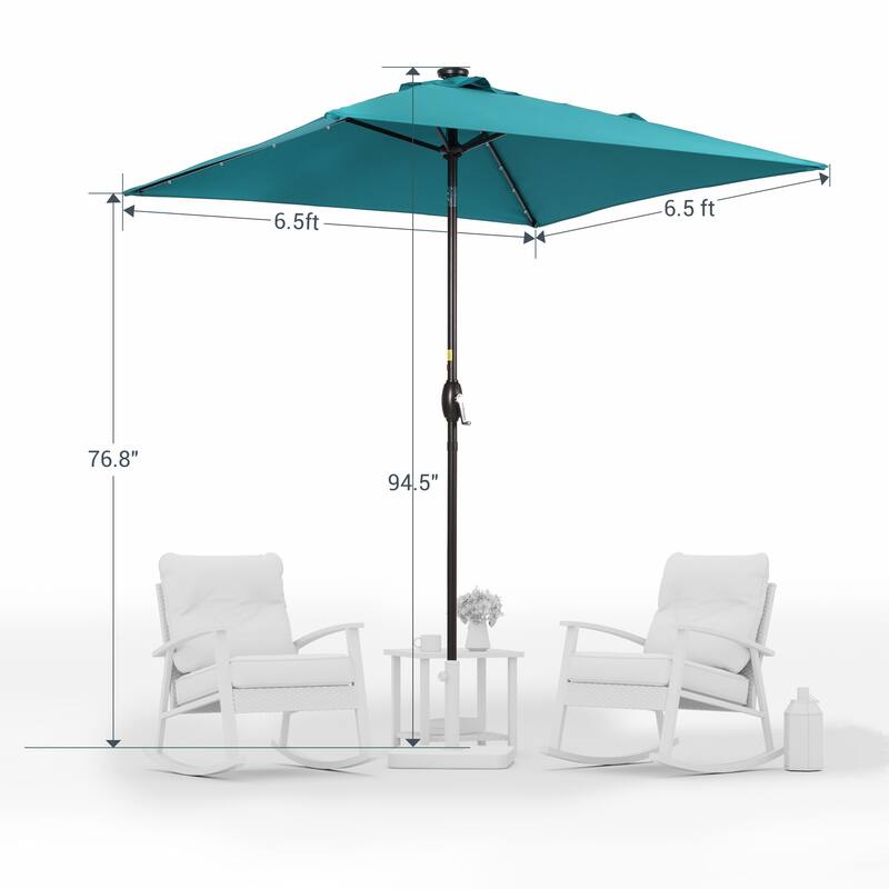LIVOOSUN 6.5×6.5FT LED Square Patio Umbrella with UPF50+, Tilt Function, and Wind-Resistant Design——Experience Outdoor Comfort