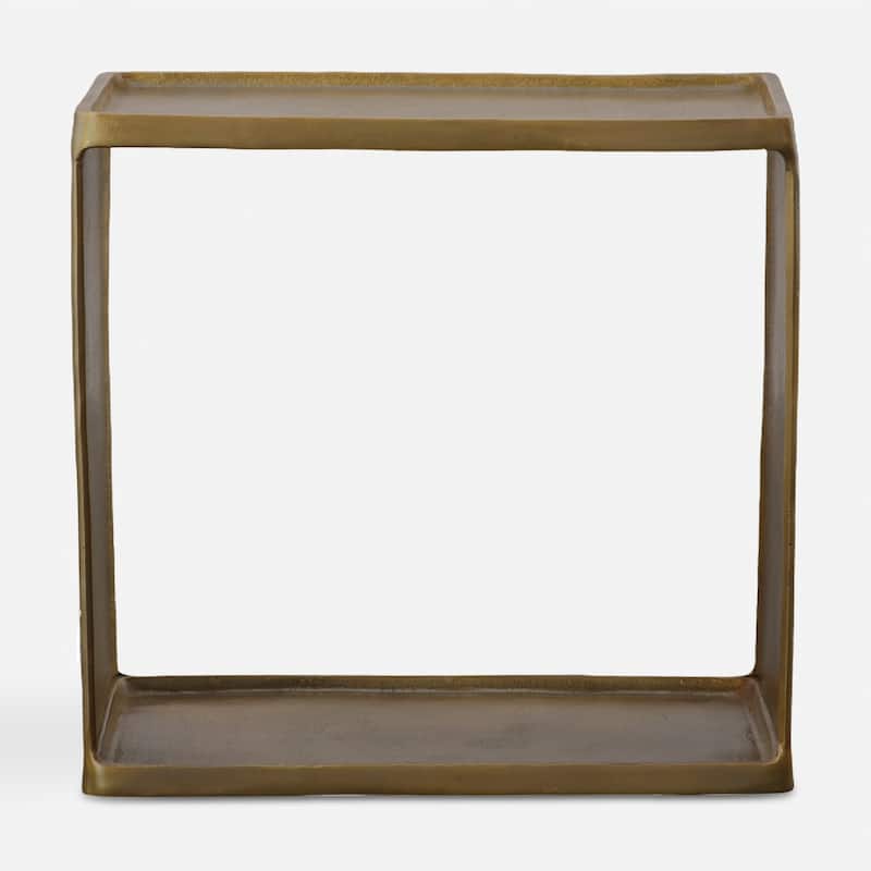 Tray Style Top Aluminum Side Table - 20" - Antique Brass
