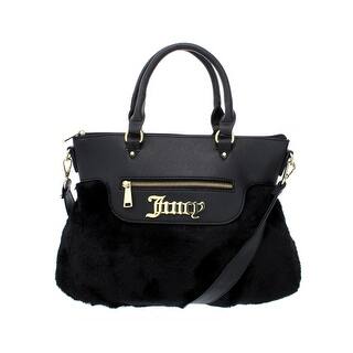 Black Juicy Couture Handbags Our Best Clothing Shoes Deals Juicy Couture Womens In The Mix Satchel Handbag Faux Fur Leather Trim Medium