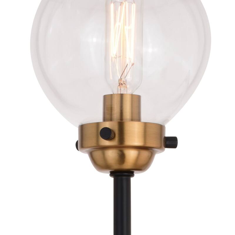 1 Light Industrial Mid Century Modern Wall Sconce in Brass and Oil Rubbed Bronze with Clear Glass Globe - 16