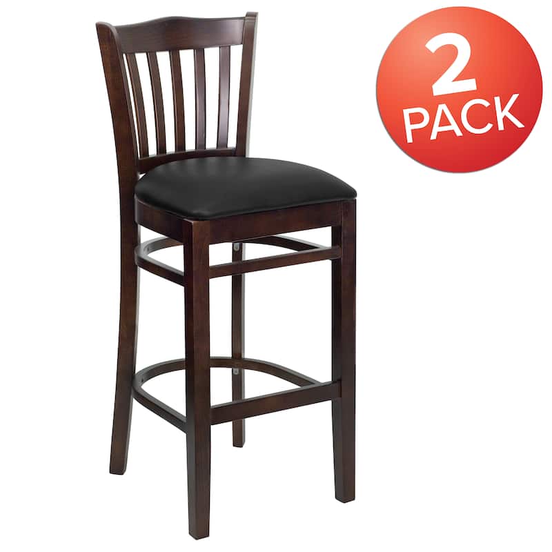 2Pk Vertical Slat Back Wood Restaurant Barstool - Hospitality Seating