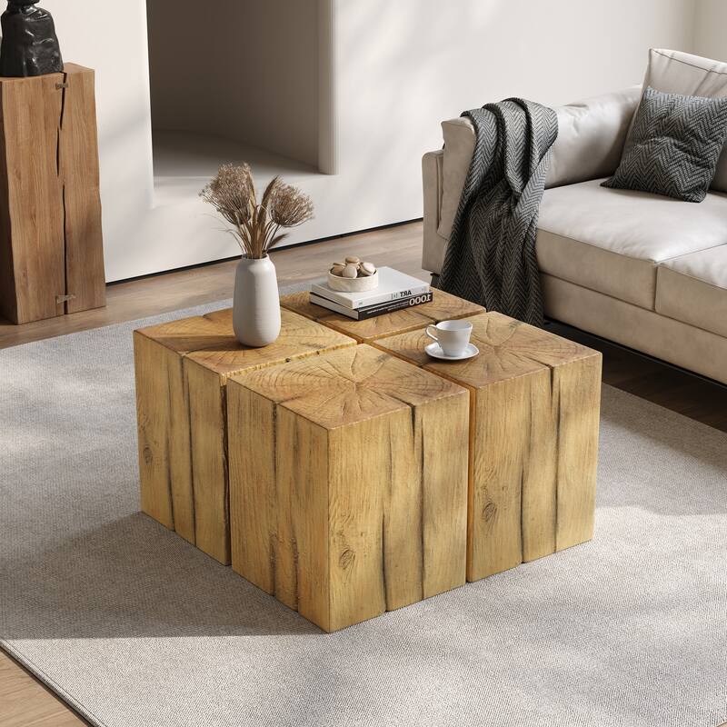 Wood-Look Square-Column MGO End Table