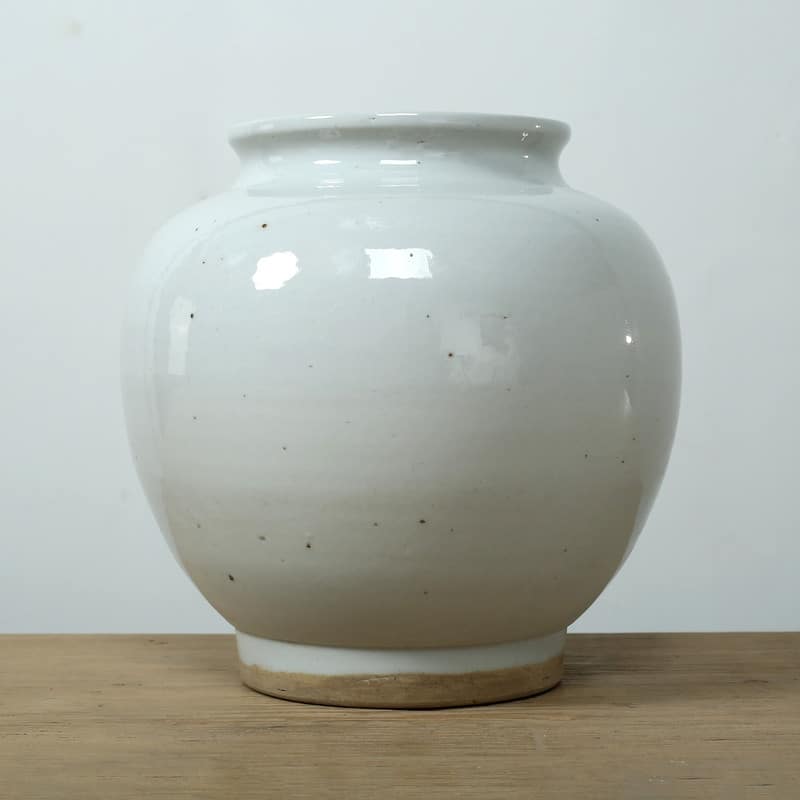 9" Wide Clara Round Vase with Unglazed Base