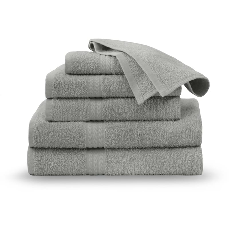 Superior Miami 100% Cotton 6-Piece Towel Set - Lightweight & Quick Drying - 6-Piece - Gray