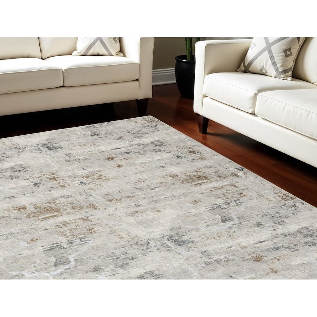 Power Loomed Abstract Modern Non Skid Stain Resistant Area Rug - 118' X '94' X '0.39
