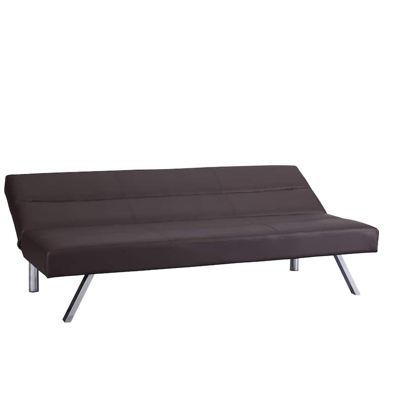 Convertible Faux Leather Futon Sofa Bed - Modern Folding Reclining Couch with Chrome Legs for Small Spaces