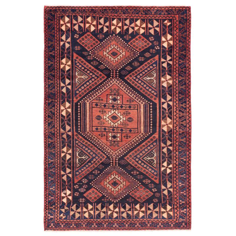 ECARPETGALLERY Hand-knotted Melis Vintage Dark Navy Wool Rug - 5'6 x 8'4