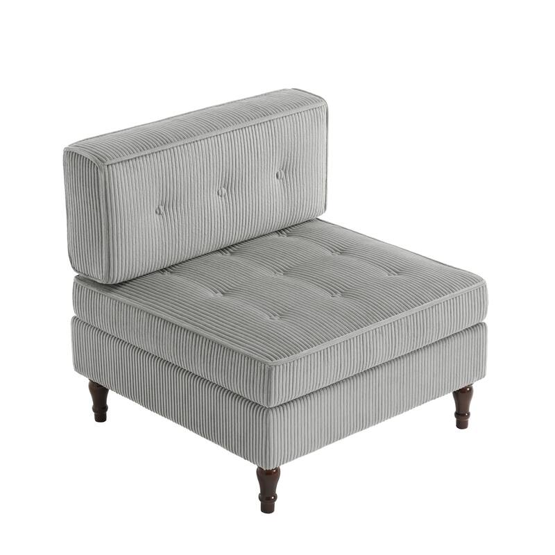 Modular Corduroy Armless Chair Upholstered Lounge Sofa