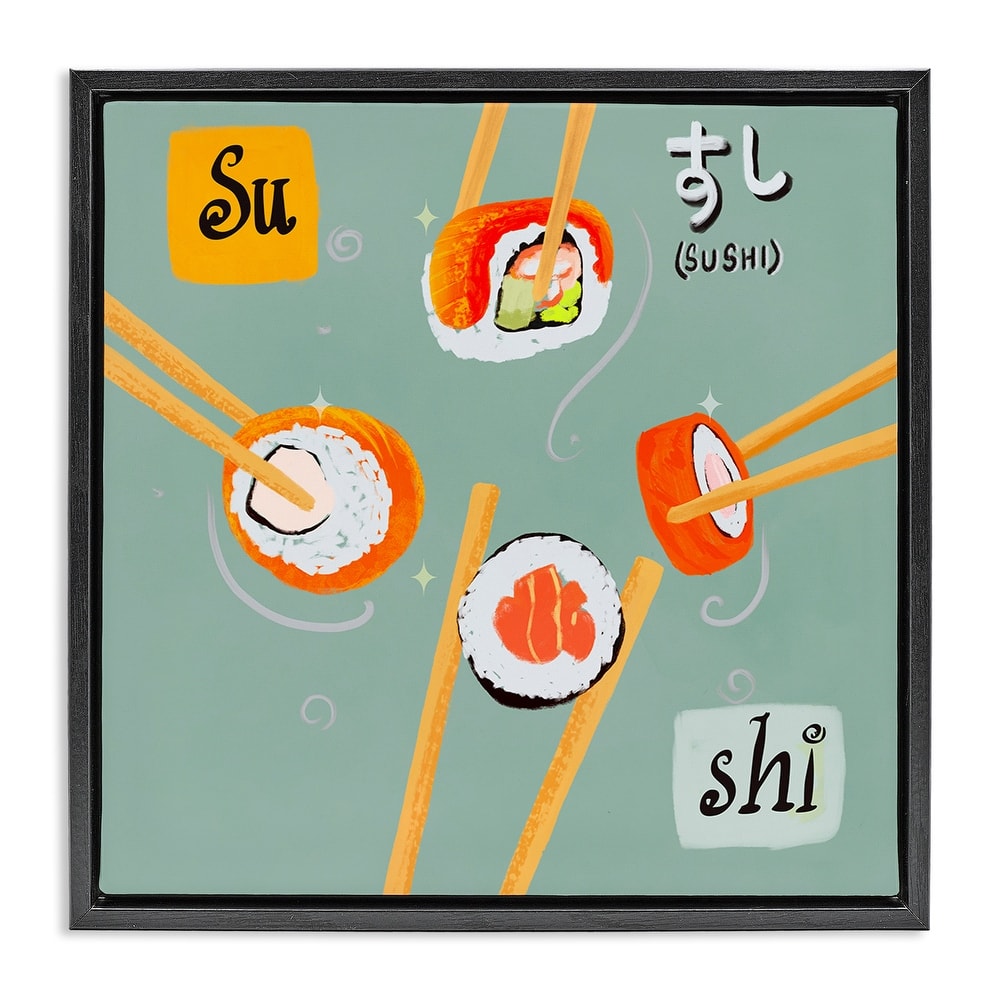 Stupell Tasty Sushi Party Gathering Framed Floater Canvas Wall Art Design By Juliet Rose Philips