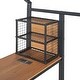 preview thumbnail 31 of 36, Full Size Metal Bed with Desk, House Bed Frame with Shelves and USB Ports