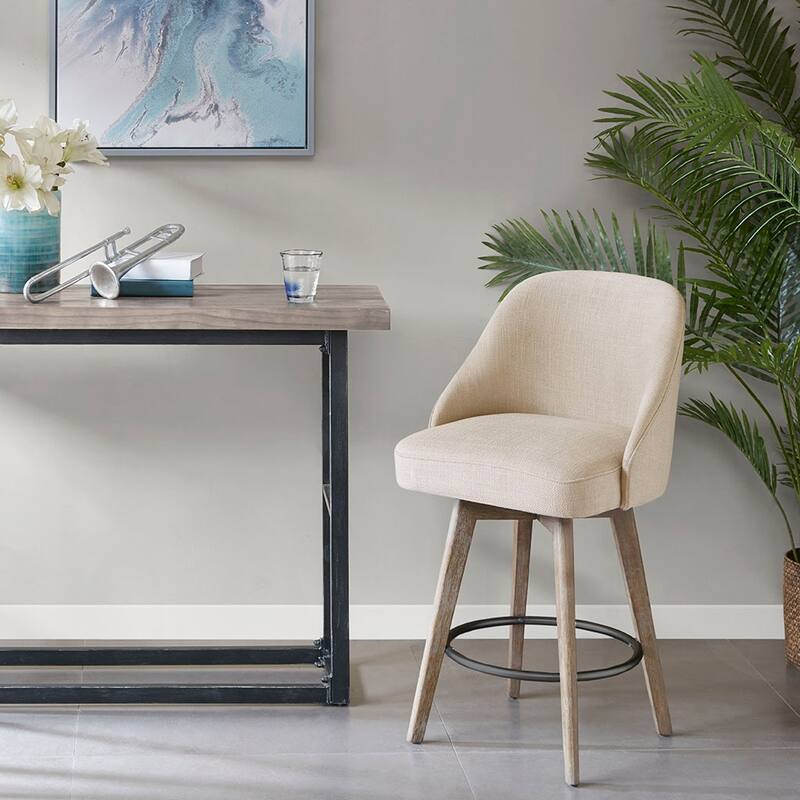 Bar Stool with 360 Degree Swivel Seat For Dining Room, Coffee Shop - Sand