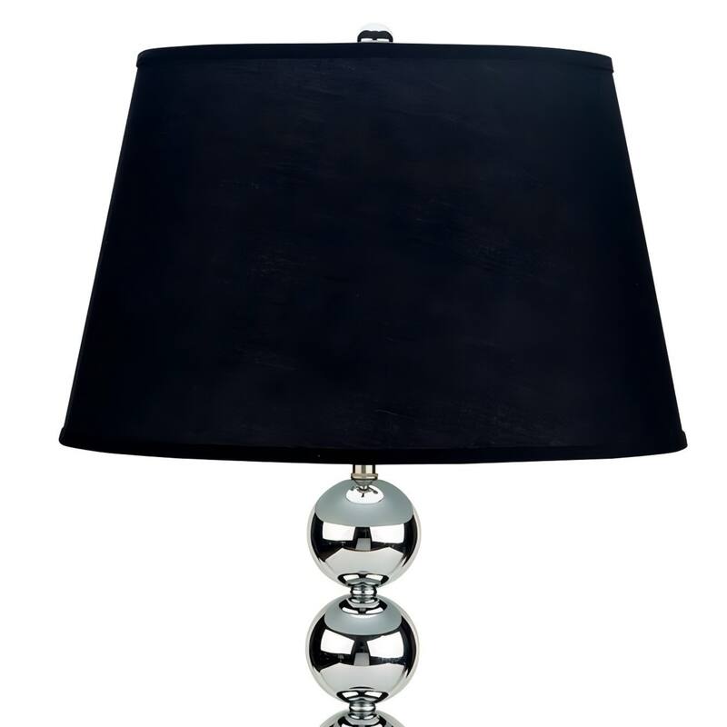 Tall Metal Table Lamp with Chrome finish, Black Fabric Shade