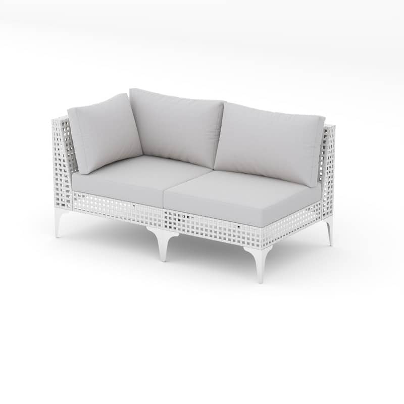 FINCATI Outdoor Wicker Modular Sectional Conversation Set with Cushions, Modern Patio Furniture Set