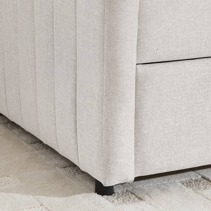 Vertical Stripes Daybed with Trundle Upholstered Sofa Bed