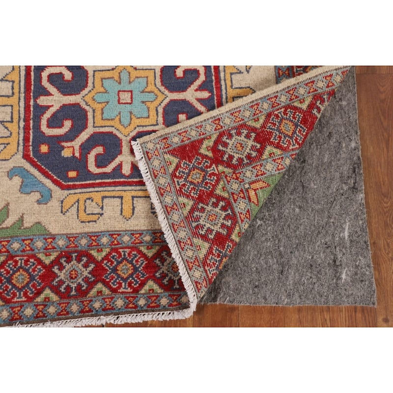 Beige Kazak Runner Rug Hand-Knotted Wool Carpet - 3'3" x 6'10"