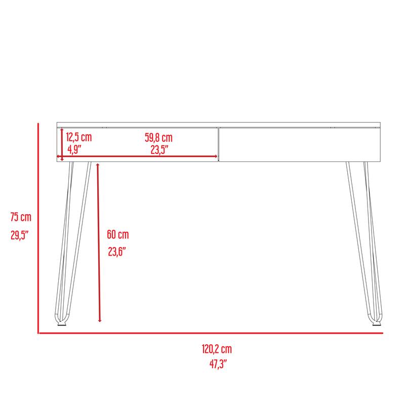2 Drawers Computer Desk with Hairpin Legs,Computer Table for Living Room Bedroom