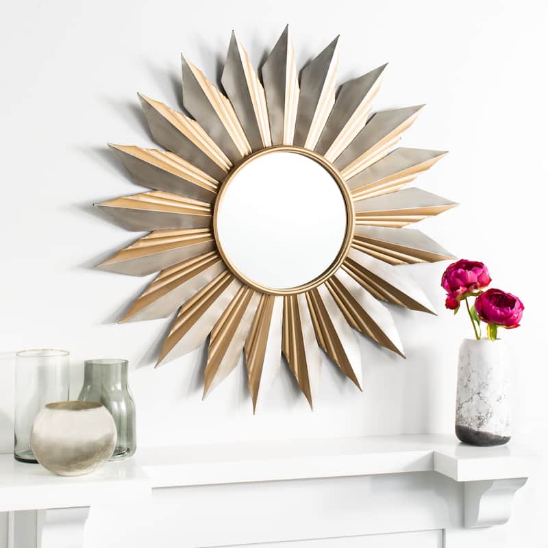 SAFAVIEH Denisse 41-inch Gold Sunburst Round Mirror - 41" W x 2.8" L x 41" H - 41Wx3Dx41H