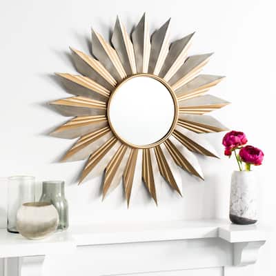 SAFAVIEH Denisse 41-inch Gold Sunburst Round Mirror - 41" W x 2.8" L x 41" H - 41Wx3Dx41H