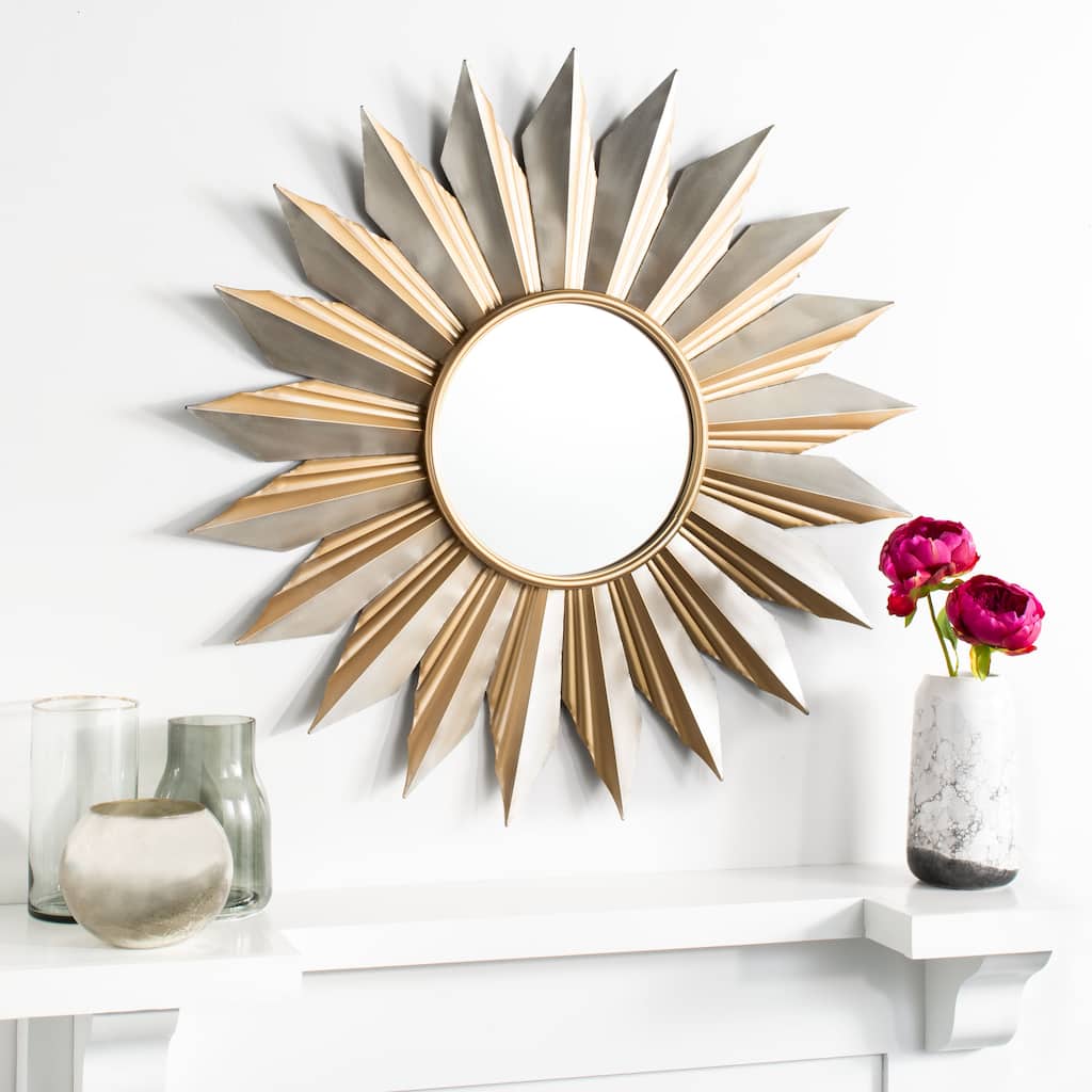 SAFAVIEH Denisse 41-inch Gold Sunburst Round Mirror - 41" W x 2.8" L x 41" H - 41Wx3Dx41H