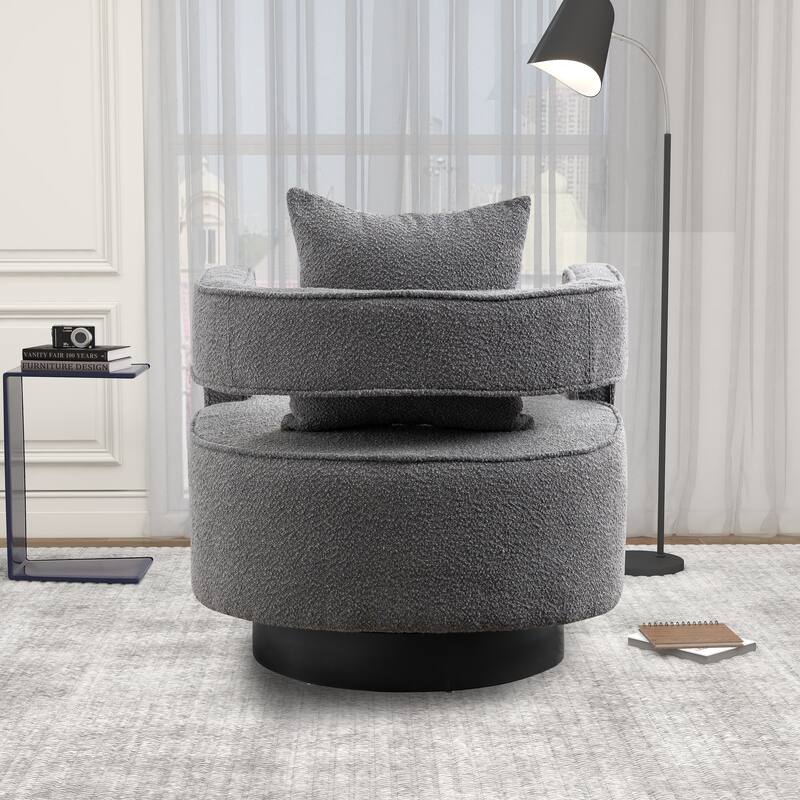 Accent Open Back Chair Modern Comfy Sofa Chair With Base, Club Chair Leisure Arm Chair For Lounge