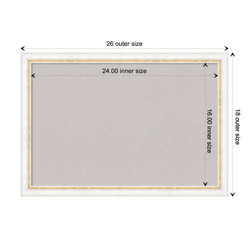 Morgan Wood Framed Grey Corkboard Bulletin Board - Morgan White Gold - Board Size 24x16