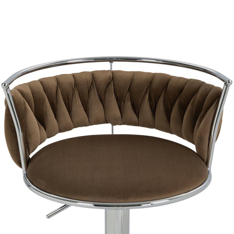 Set of 2 Velvet Adjustable Swivel Bar Stools