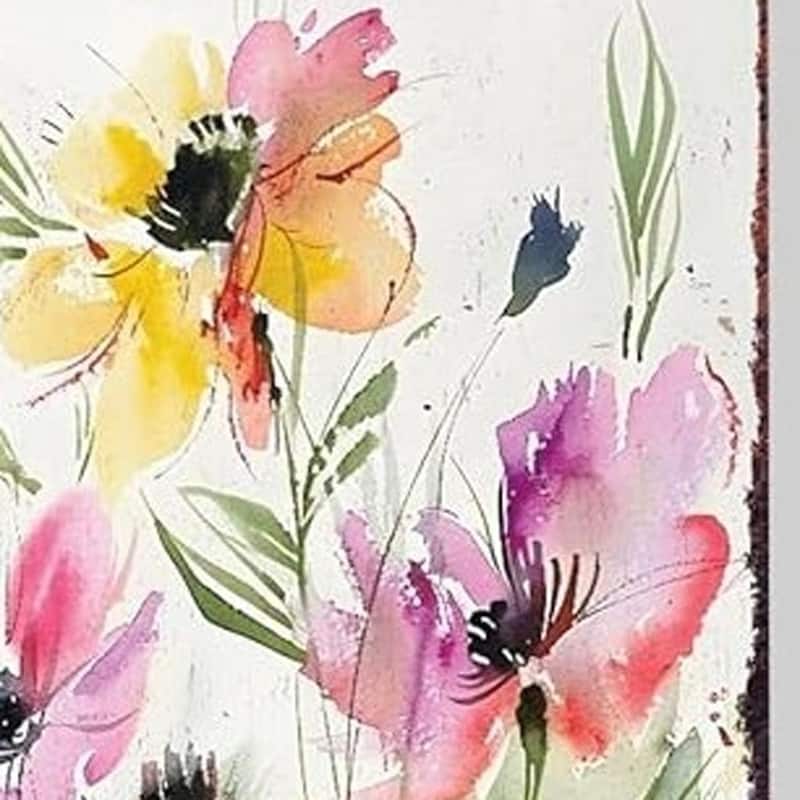 HomeRoots 30" Blue Pink White And Yellow Solid Wood Wildflowers Garden Stake