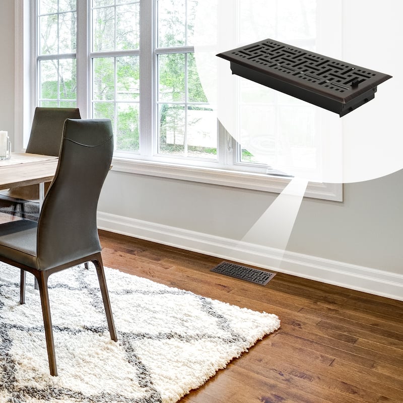 Akicon Check Design 4"x10" Floor Register with Trap Net