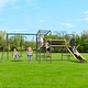 preview thumbnail 10 of 8, 660lbs Swing Set for Backyard with Saucer Swing, Climbing Net, Trapeze Bar, Slide, Outdoor Playset for Kids
