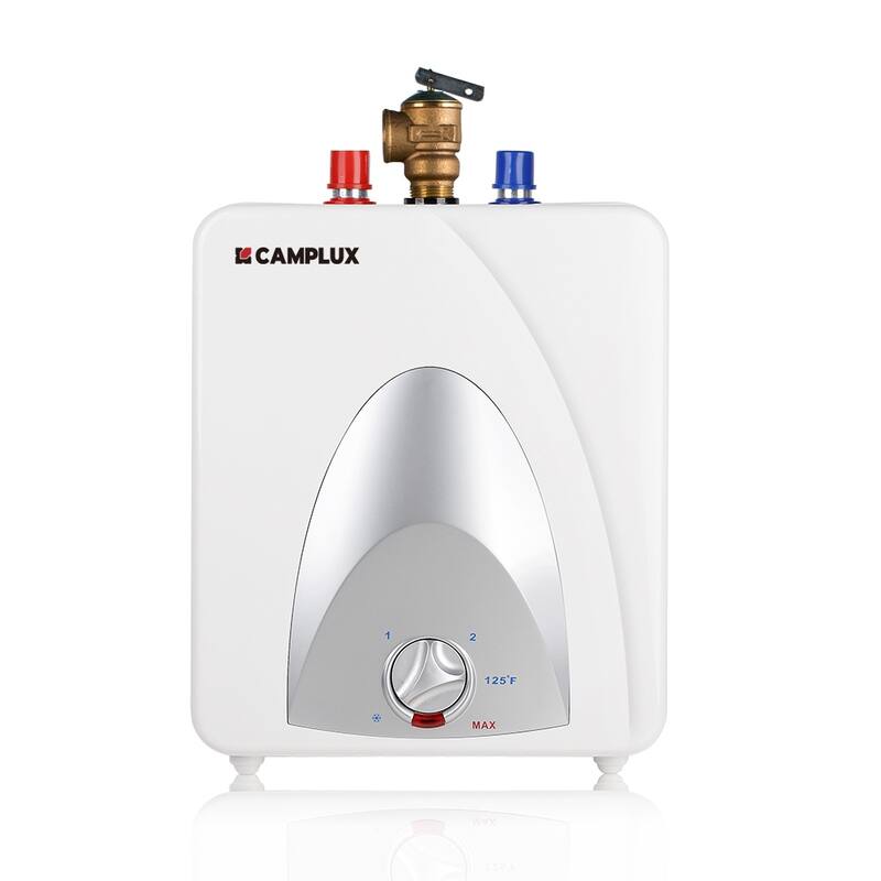 CAMPLUX 1.3 Gallons 1.44 kW Small Mini Tank Electric Water Heater with Cord Plug, White - N/A - White