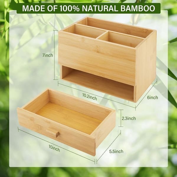 Bamboo Desk Organizer with 2 Drawers Makeup - Bed Bath & Beyond - 39310864