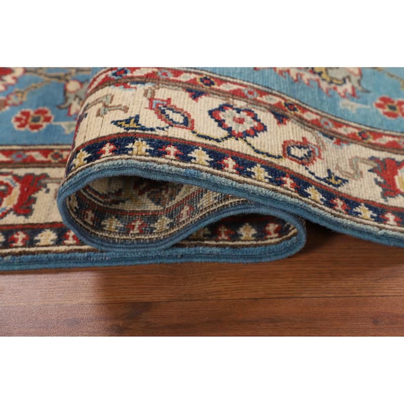 Light Blue Kazak Runner Rug Hand-Knotted Wool Carpet - 2'1" x 5'8"