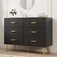 preview thumbnail 1 of 16, 6 Drawer Dresser with Storage Space, Modern Wooden Dresser with Gold Handles Black