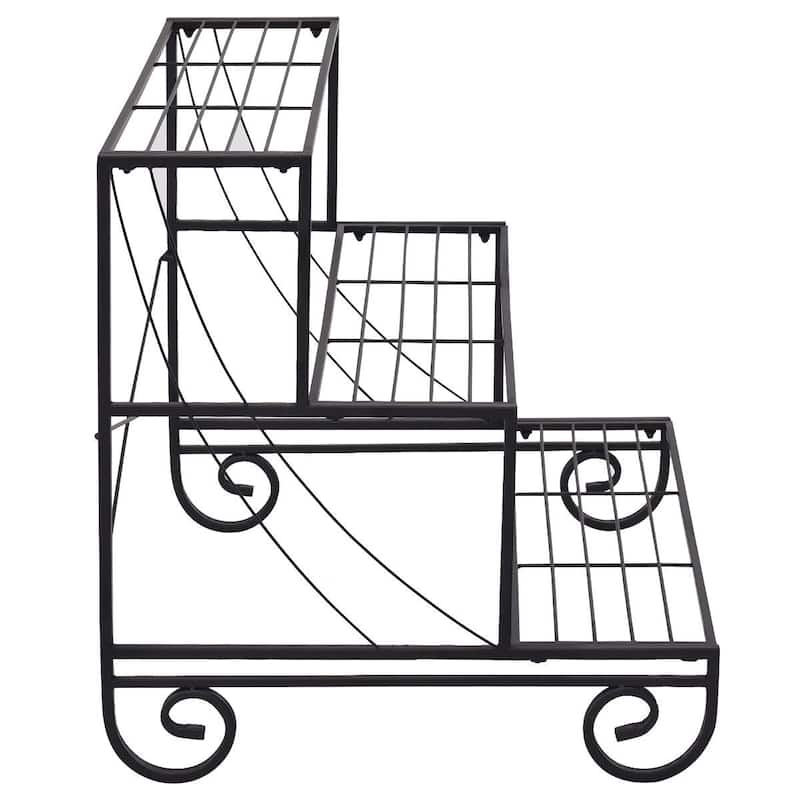 Costway 3 Tier Outdoor Metal Plant Stand Flower Planter Garden Display