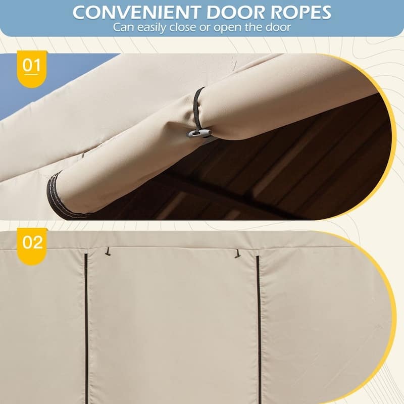 Winter Gazebo Cover with Sidewalls, Waterproof Outdoor Enclosure for Hardtop Gazebos, Beige
