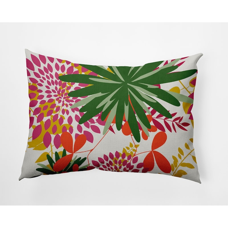 Jumble Floral Decorative Throw Pillow - Leaf - 14" x 20"