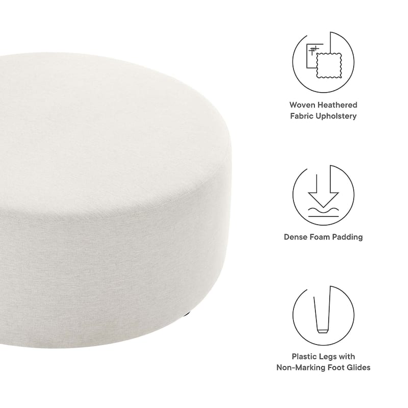 Callum 16"/23"/29"/38" Round Woven Heathered Fabric Upholstered Ottoman
